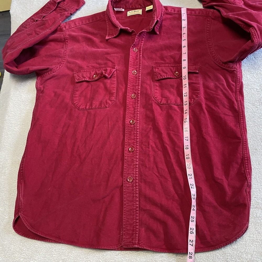 Vintage LL Bean Chamois Cloth Shirt Mens 16.5 Red Flannel Hiking Outdoor USA - Picture 5 of 9